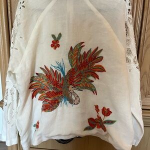 Embroidered White Top with Colorful Design